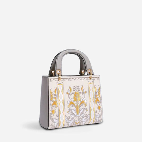Embroidery Leather Phoenix Crown Handbag Blue and White Porcelain - Image 13