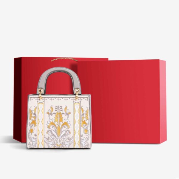 Embroidery Leather Phoenix Crown Handbag Blue and White Porcelain - Image 17