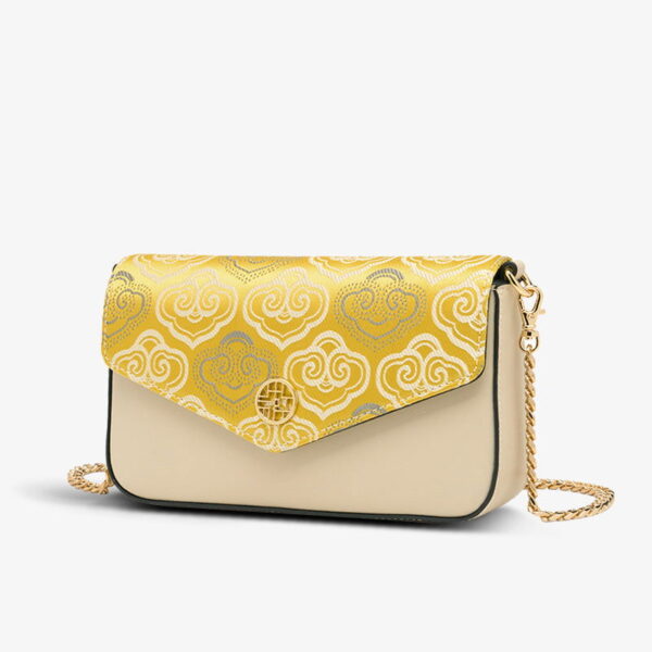 Embroidery Leather Flap Clutch Bag Auspicious Clouds Handbag - Image 7