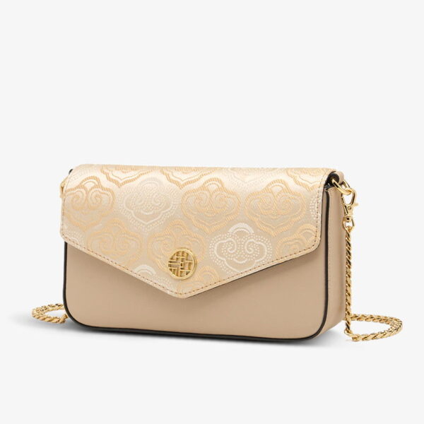 Embroidery Leather Flap Clutch Bag Auspicious Clouds Handbag - Image 9