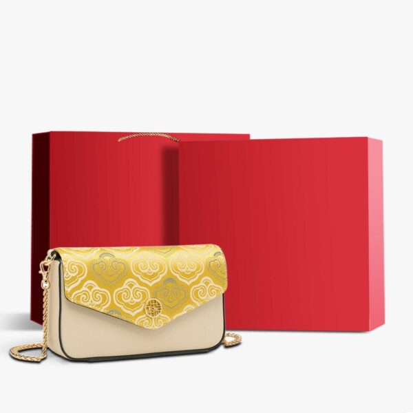 Embroidery Leather Flap Clutch Bag Auspicious Clouds Handbag - Image 11