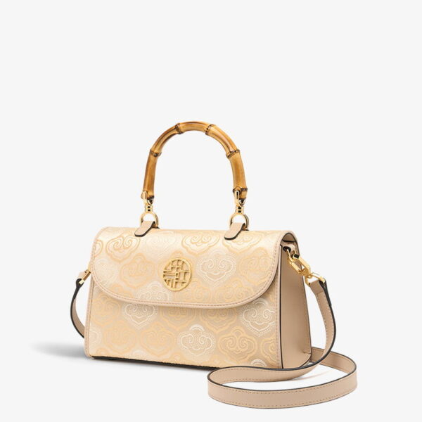 Embroidery Leather Bag Zhuang Brocade Bamboo Handle Handbag - Image 9