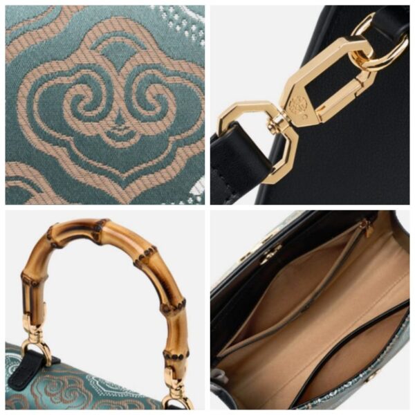 Embroidery Leather Bag Zhuang Brocade Bamboo Handle Handbag - Image 10