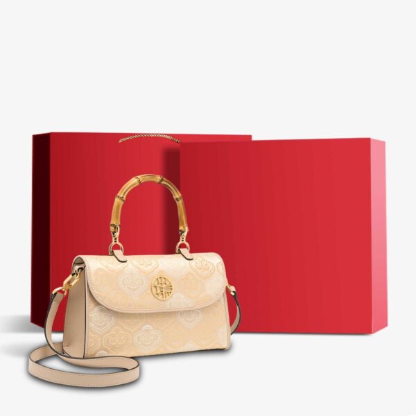 Embroidery Leather Bag Zhuang Brocade Bamboo Handle Handbag - Image 15