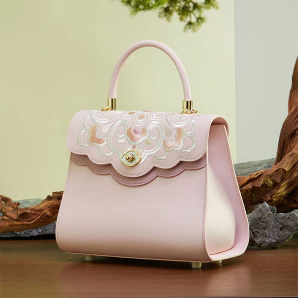 Embroidery Leather Ladies Cute Handbag Treasure Floral - Image 3