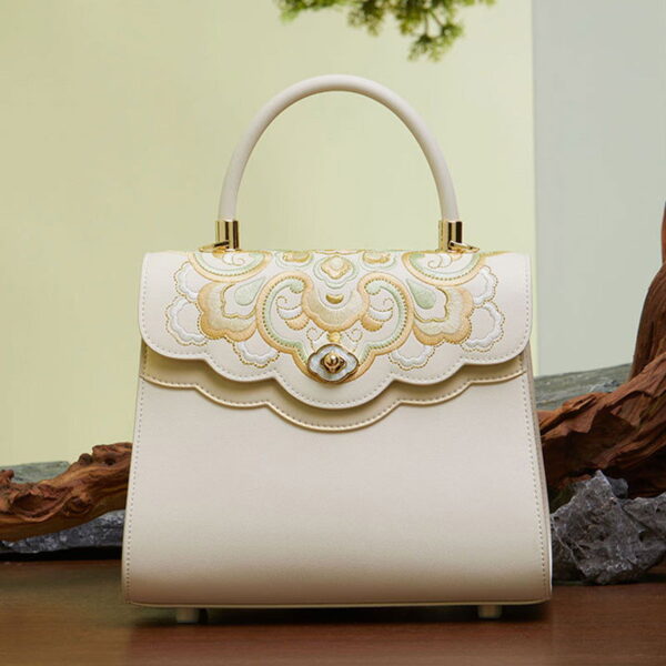 Embroidery Leather Ladies Cute Handbag Treasure Floral - Image 4