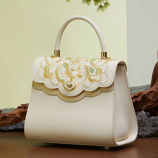 Embroidery Leather Ladies Cute Handbag Treasure Floral - Image 5