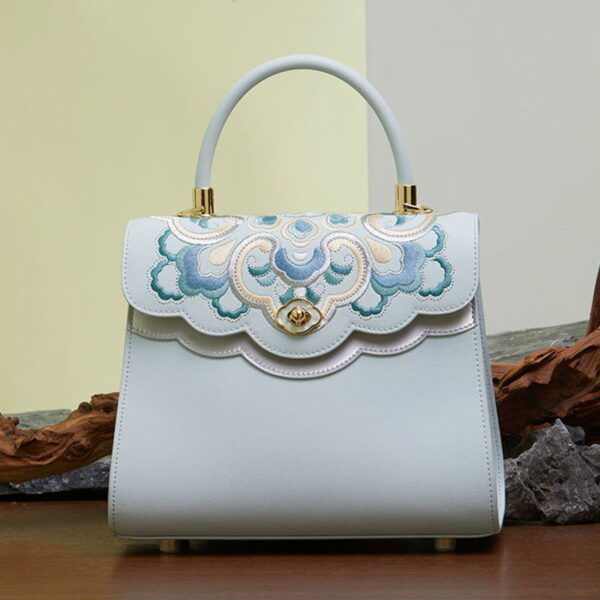 Embroidery Leather Ladies Cute Handbag Treasure Floral - Image 6