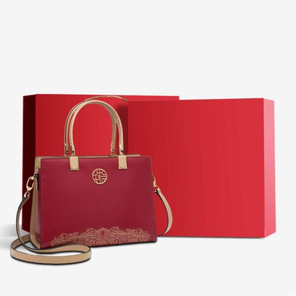 Embroidery Leather Ladies Tote Bag Chinese Style Handbag - Image 11
