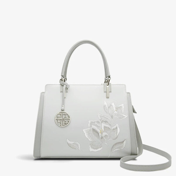 Embroidery Leather Magnolia Crossbody Tote Bag Women Handbag - Image 22