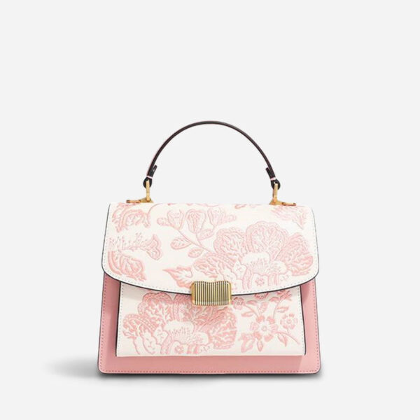 Embroidery Leather Peony Clutch Bag New Chinese Style Handbag