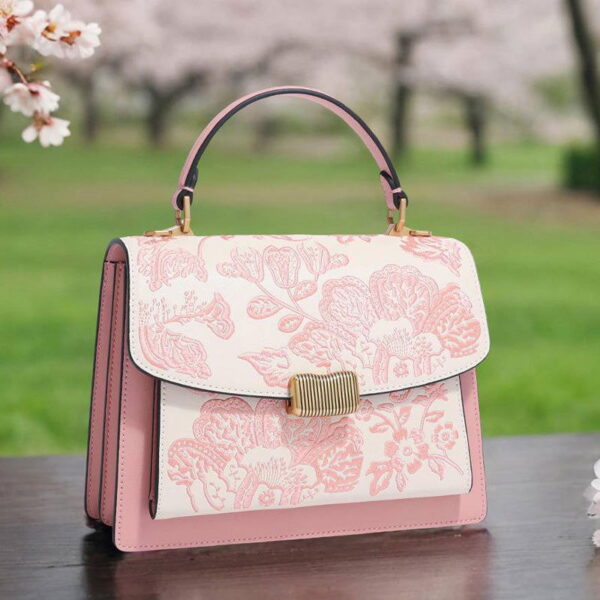 Embroidery Leather Peony Clutch Bag New Chinese Style Handbag - Image 5