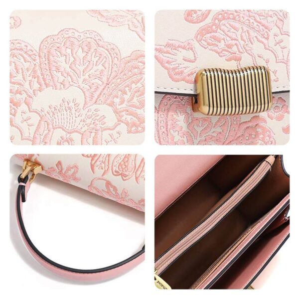 Embroidery Leather Peony Clutch Bag New Chinese Style Handbag - Image 6