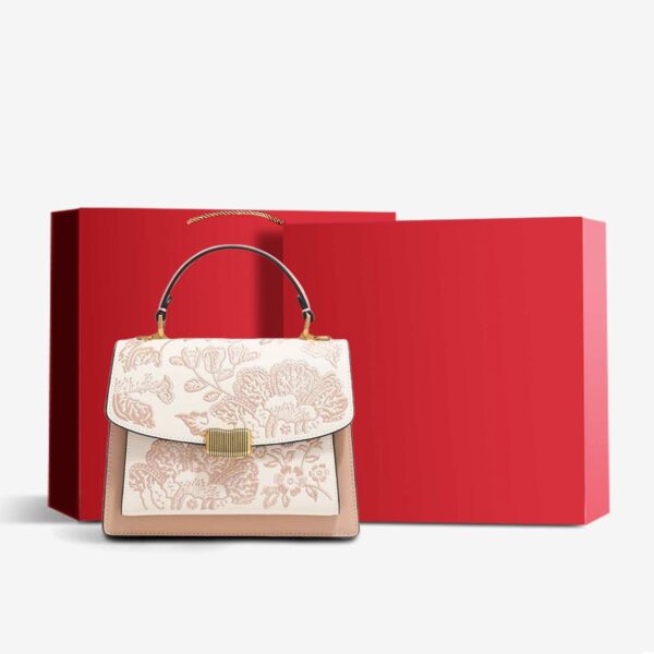 Embroidery Leather Peony Clutch Bag New Chinese Style Handbag - Image 19