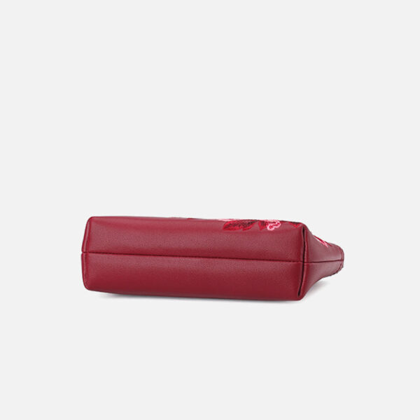 Embroidery Leather Red Peony Women Handbag Wallet - Image 11