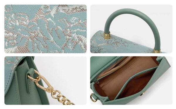 Embroidery Leather Shoulder Handbag Luxury Jacquard - Image 5