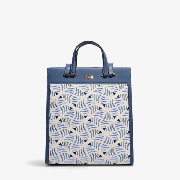 Embroidery Leather Tote Bag Wave Pattern