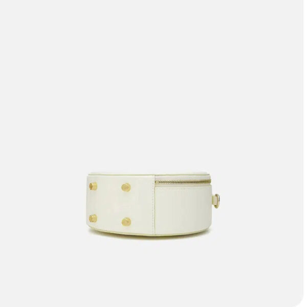Embroidery Leather White Round Handbag Lotus - Image 10