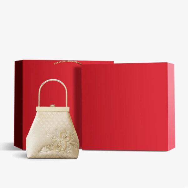 Embroidery Mulberry Silk Orchid Kiss Lock Clutch Handbag - Image 9