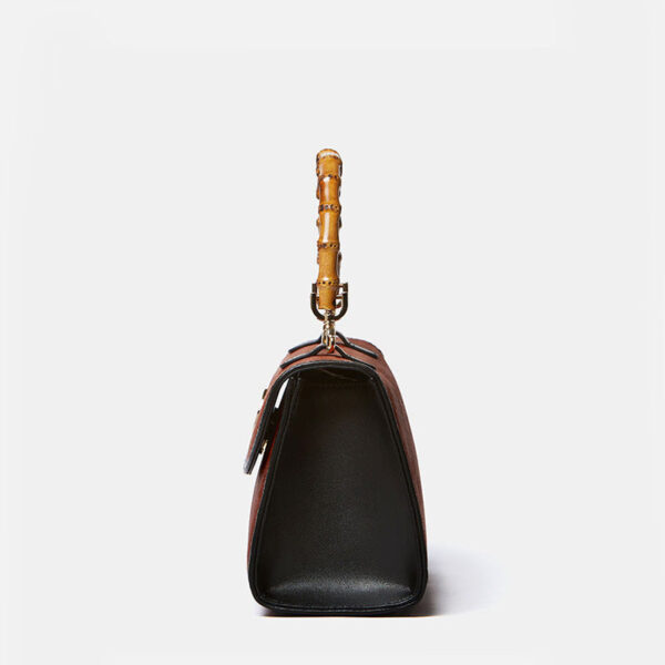 Xiangyunsha Silk Bamboo Handle Brwon Handbag - Image 8