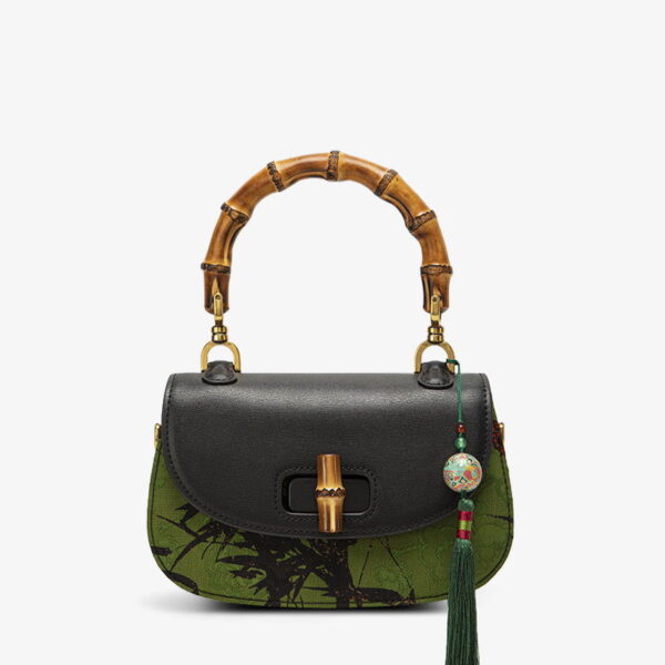 Xiangyunsha Silk Bamboo Joint Delicate Handbag with Pendant