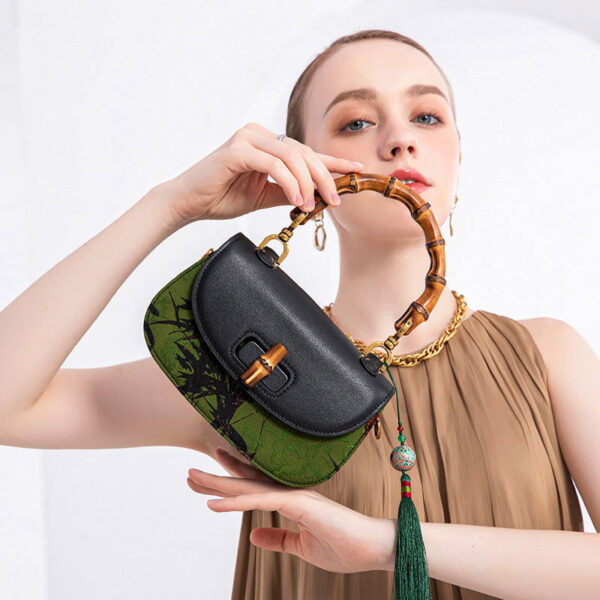 Xiangyunsha Silk Bamboo Joint Delicate Handbag with Pendant - Image 2