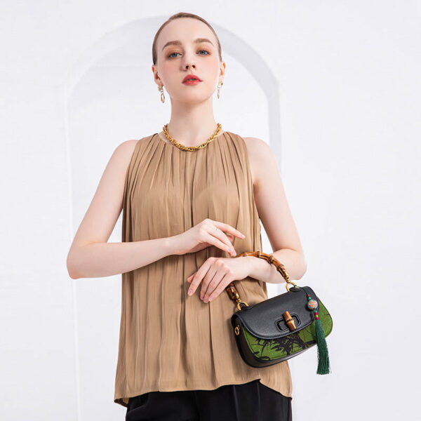 Xiangyunsha Silk Bamboo Joint Delicate Handbag with Pendant - Image 3