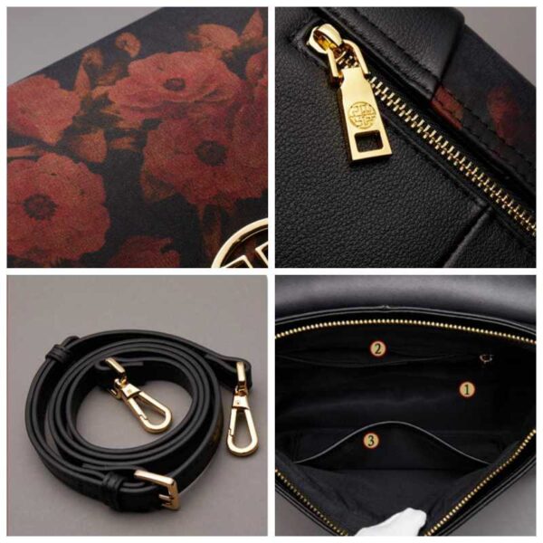 Xiangyunsha Silk Leather Black Casual Shoulder Clutch Bag - Image 4