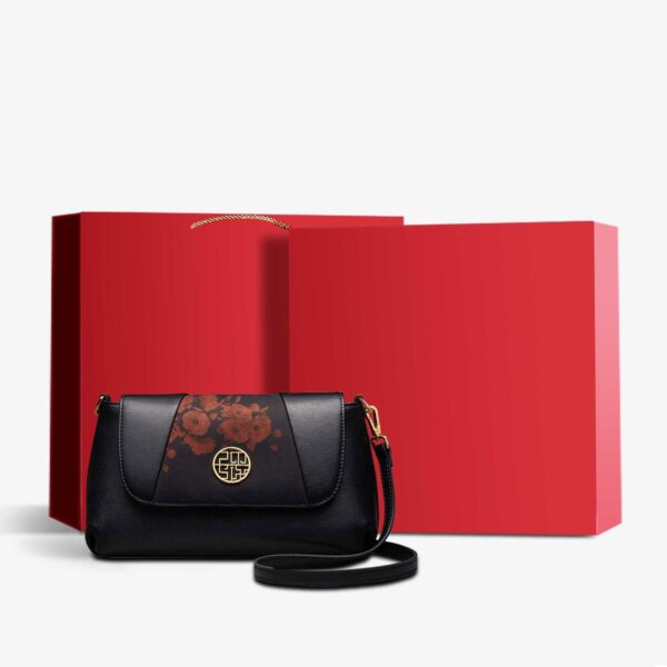 Xiangyunsha Silk Leather Black Casual Shoulder Clutch Bag - Image 7