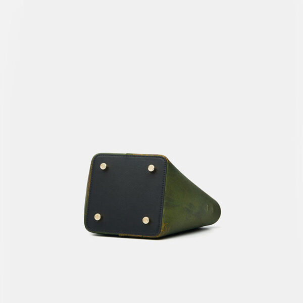 Xiangyunsha Silk Dark Green Bucket Bag with Scarf - Image 11