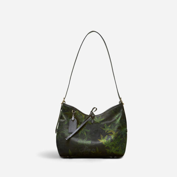 Xiangyunsha Silk Large-Capacity Green Tote Bag
