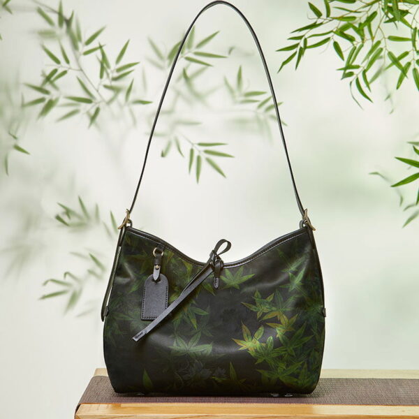 Xiangyunsha Silk Large-Capacity Green Tote Bag - Image 4
