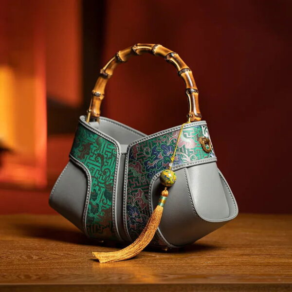 Xiangyunsha Silk Song Brocade Bamboo Wing Bag Designer Handbag - Image 5