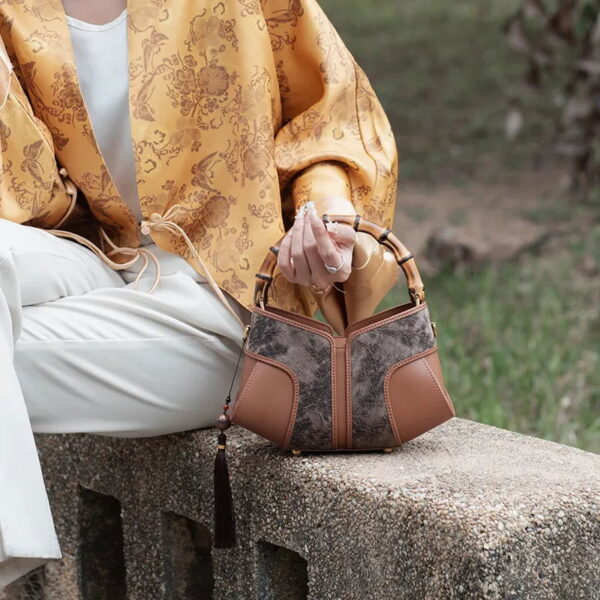 Xiangyunsha Silk Song Brocade Bamboo Wing Bag Designer Handbag - Image 15