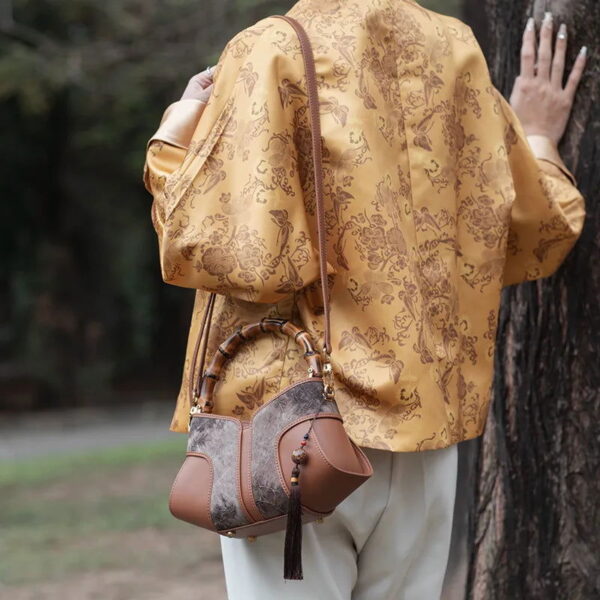 Xiangyunsha Silk Song Brocade Bamboo Wing Bag Designer Handbag - Image 16