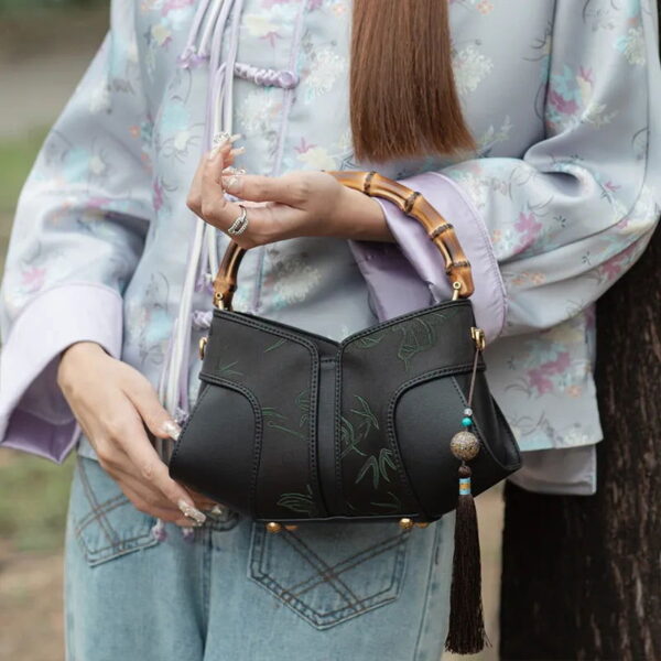 Xiangyunsha Silk Song Brocade Bamboo Wing Bag Designer Handbag - Image 19