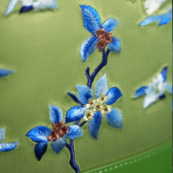 Handcrafted Embroidered Silk Osmanthus Green Bucket Bag - Image 4