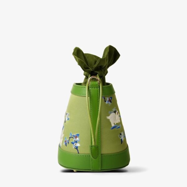 Handcrafted Embroidered Silk Osmanthus Green Bucket Bag - Image 7