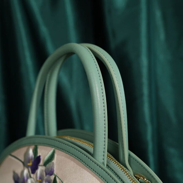 Handcrafted Embroidery Silk Wisteria Floral Handbag - Image 4