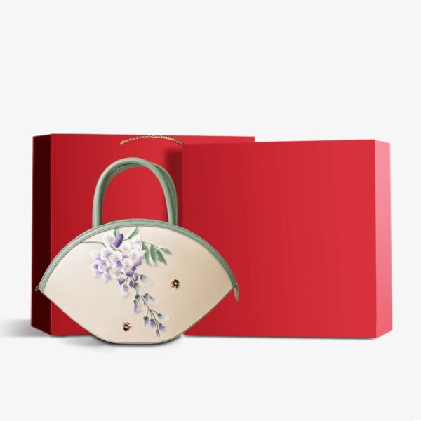 Handcrafted Embroidery Silk Wisteria Floral Handbag - Image 10