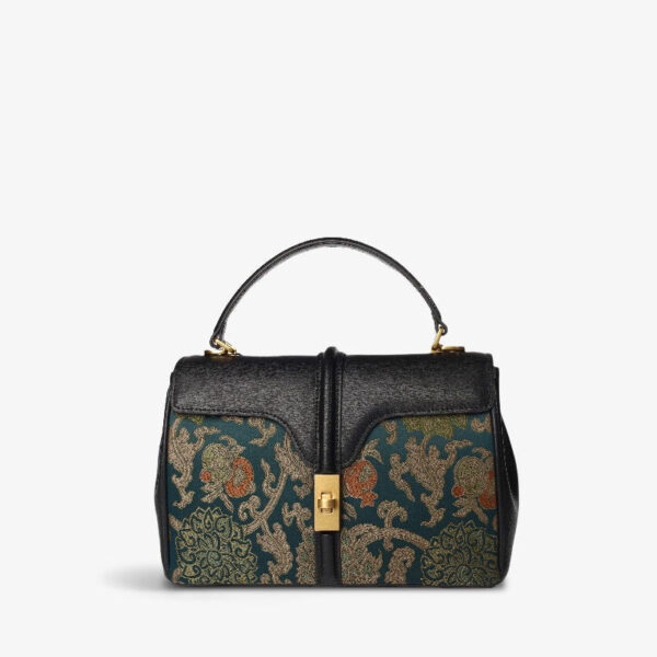 Handmade Song Brocade Chinoiserie Leather Bag Clutch Bag