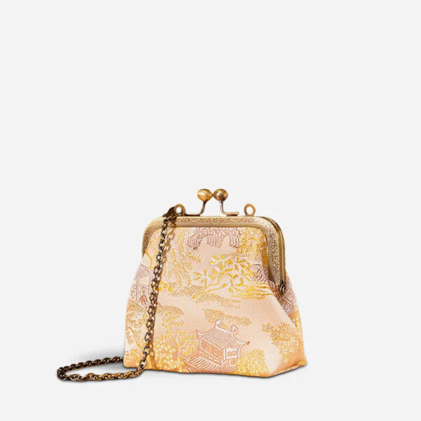 Jacquard Brocade Retro Gold Mini Coin Purse Wallet - Image 7