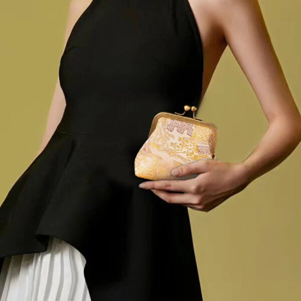 Jacquard Brocade Retro Gold Mini Coin Purse Wallet - Image 3