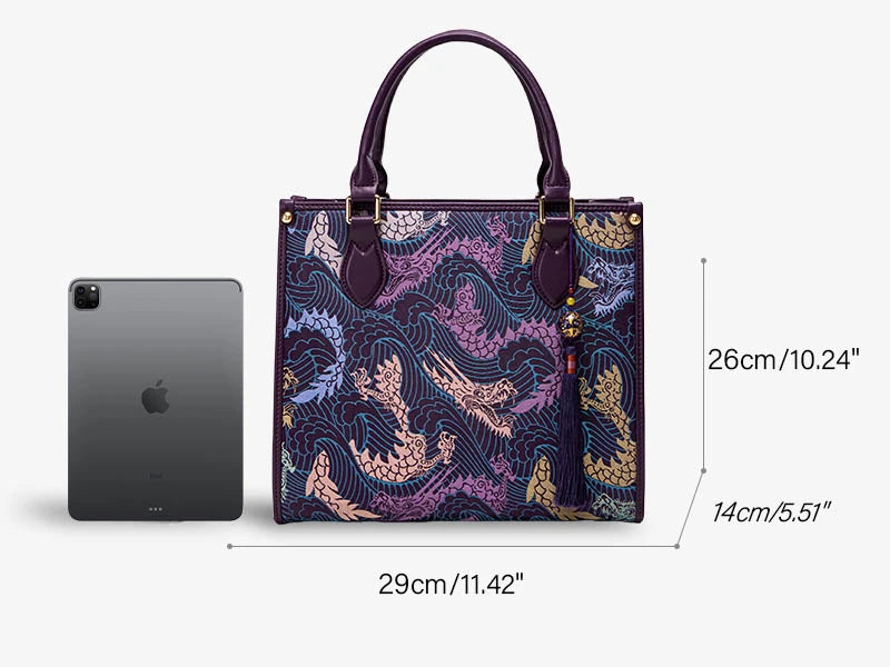Song Brocade New Chinese-Style Retro Purple Tote Bag Large Capacity- KM-0300-P1
