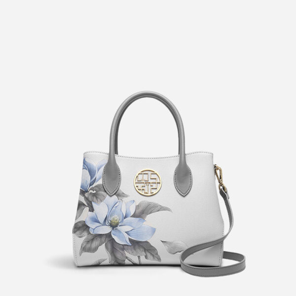 Leather Gardenia Floral Women's Handbag