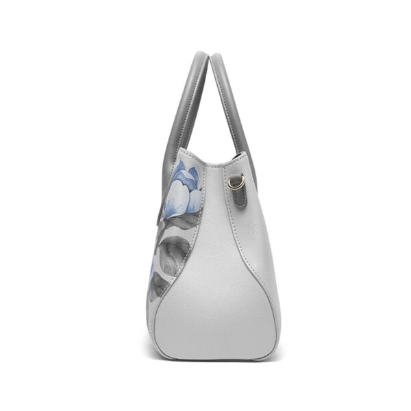 Leather Gardenia Floral Women's Handbag - Image 7