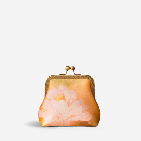 Mulberry Silk Retro Gold Mini Coin Purse Wallet Lotus
