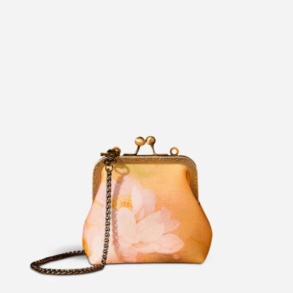 Mulberry Silk Retro Gold Mini Coin Purse Wallet Lotus - Image 6