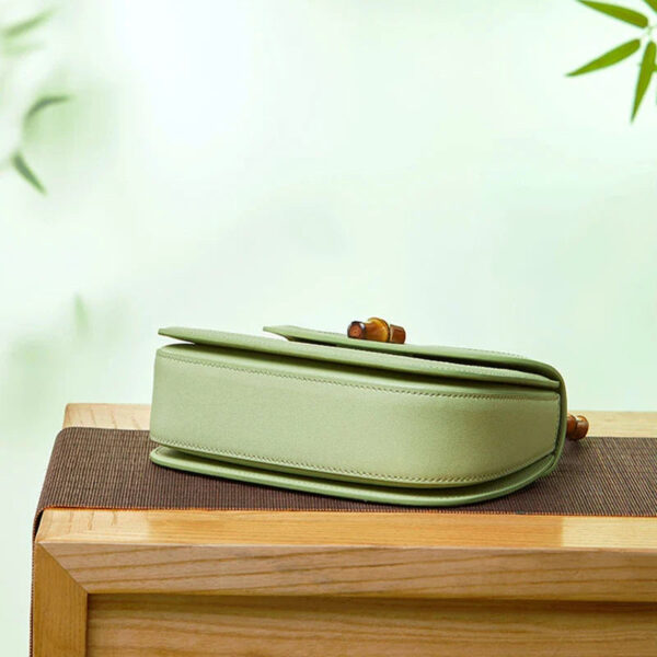 Chinese Painting Mulberry Silk GreenBamboo Handle Handbag - Image 5