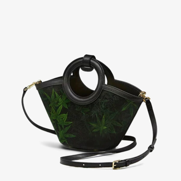 Xiangyunsha Silk Black Maple Leaves Basket Bag - Image 8